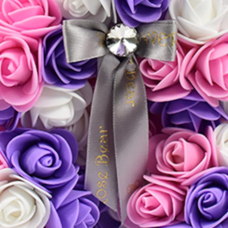 ASENVER Hand Made Artificial Flowers Rose Bear Pure Color for Valentine Birthday and Mother's Day with a 10" Pink Gift Box (Multi Color-Pink Core) - Image 4